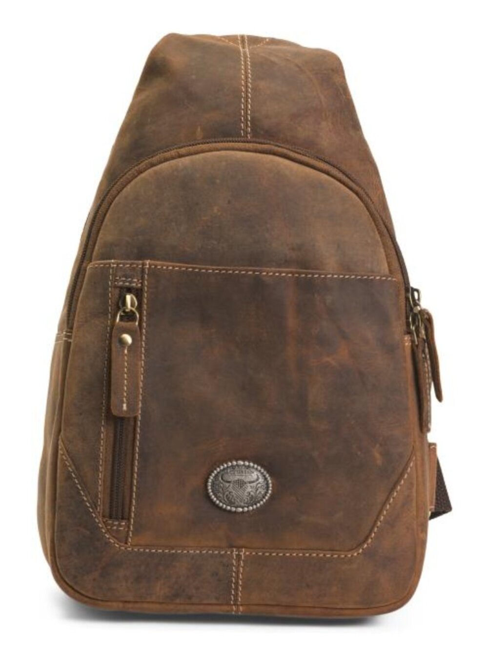 AMERICAN BISON Leather Zip Top Chest Bag
